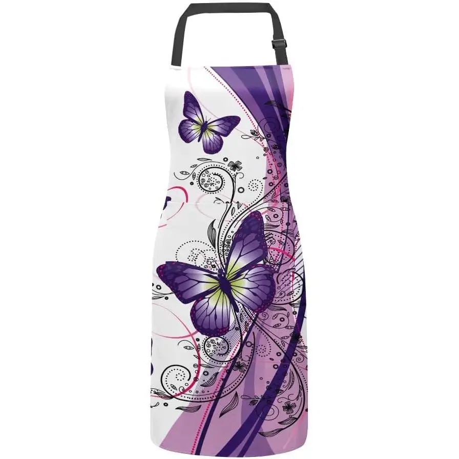 Adjustable Bib Apron with 2 Pockets Unisex Apron Machine Washable for Kitchen Cooking Restaurant BBQ Drawing
