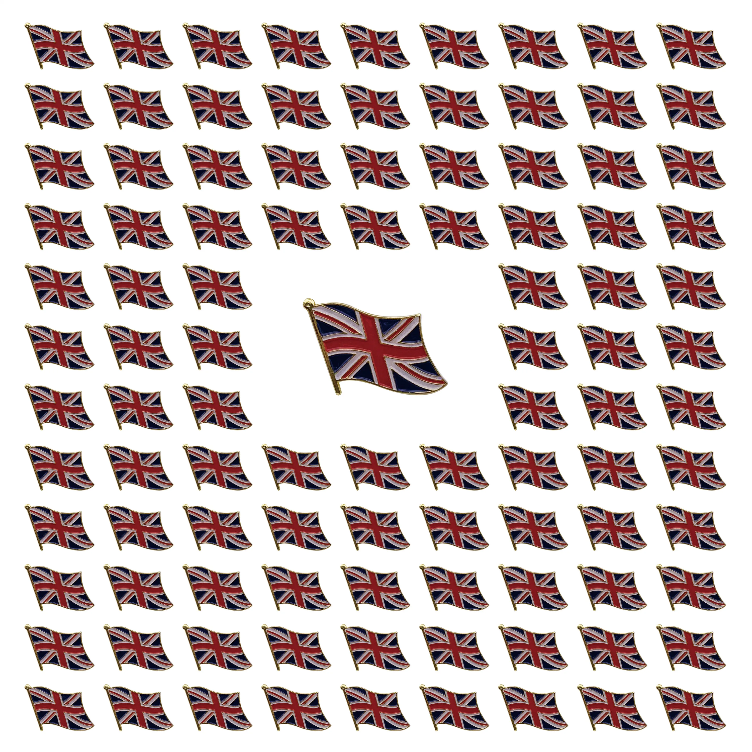 

100Pcs Waving British Union Jack Flag Enamel Pin (England) Flag Bulk Metal National Lapel Pin