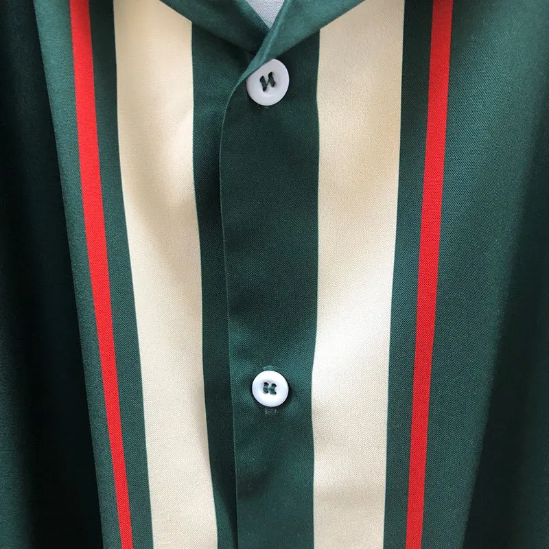 Camisa informal de manga corta con estampado de retroletras para Hombre, ropa de calle Masculina, Color contrastante, Moda