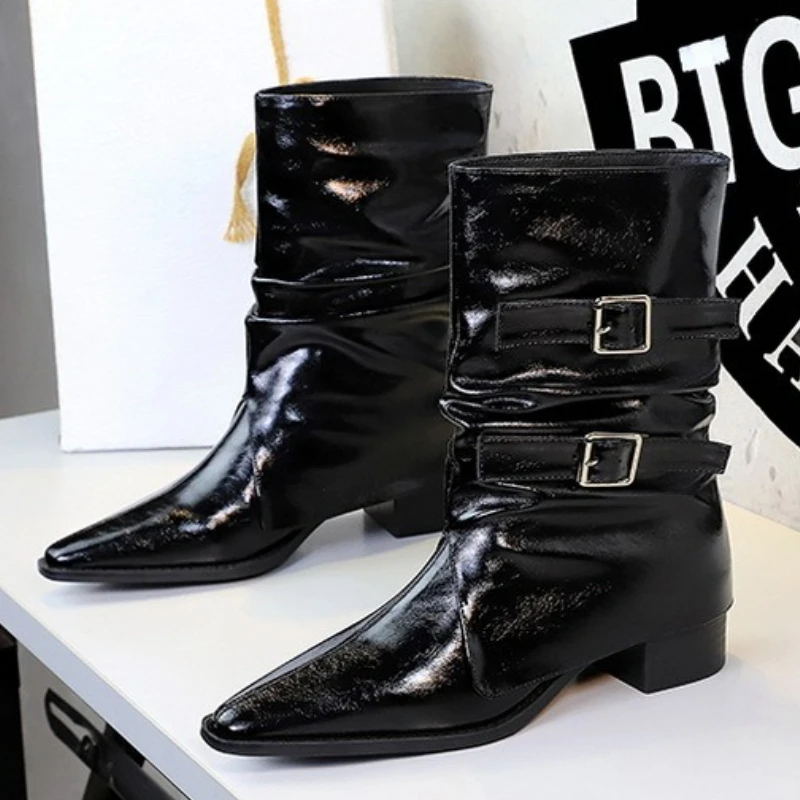 

BIGTREE Elegant Thin Low Heel 2026 Winter New Fashion Ankle Short Boots Women Pointed Toe Dress Ladies Pumps Shoes Buckle