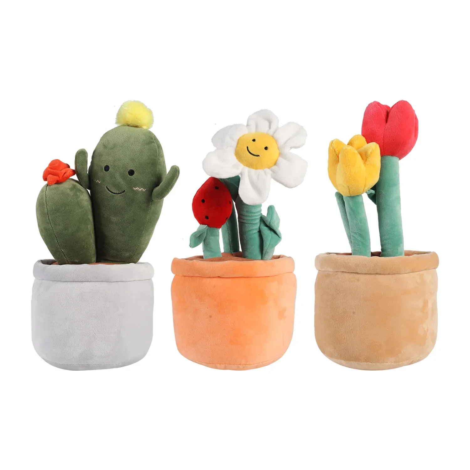 Cactus Plush Toy, Cute Soft Garden Delight Plush Pillow, Creative Plush Plant Daisy, Tulips, Decoration Great Birthday Gift