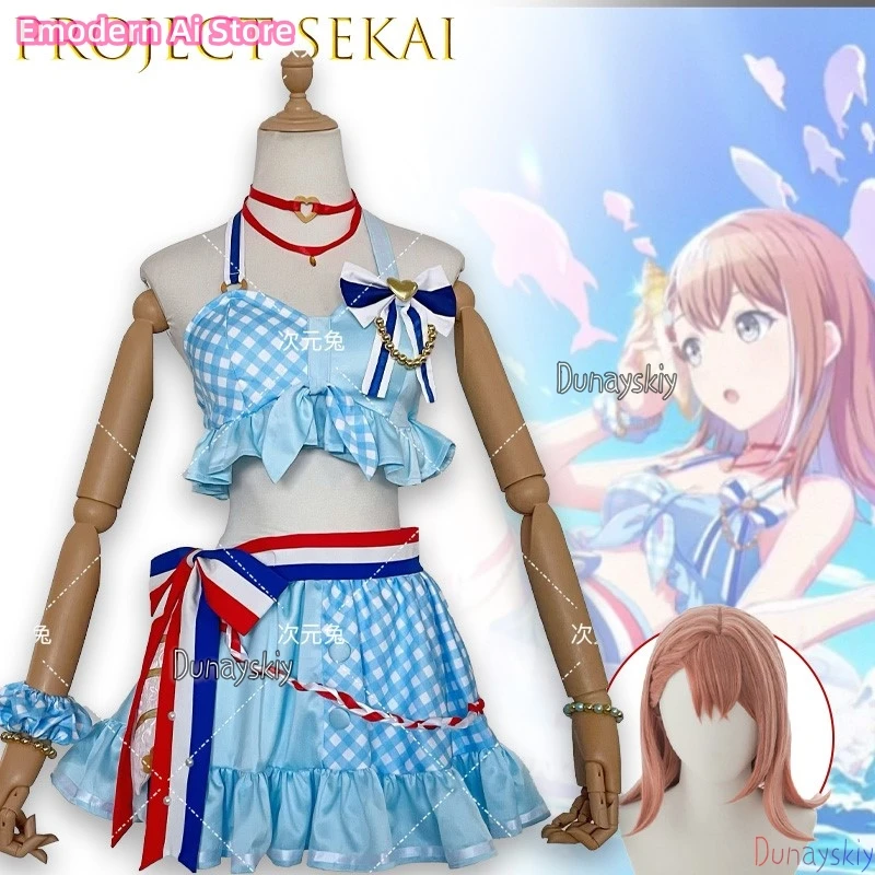 

Project Sekai Hana Ushiro Косплей תח Fiskות Аниме Наряд Высокое Качество Купальник синий Углои Кин Рождество kawaii сексуальный Хэллоуин