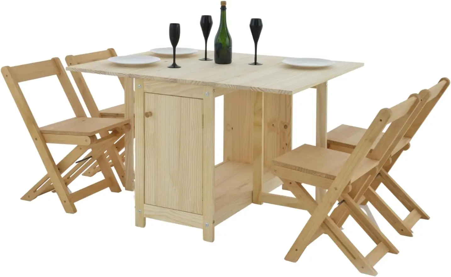 Massief Houten Opvouwbare Eettafel En Stoelset Met Opbergbare Eettafel, Kleine Bladkeukentafel, Perfect Voor