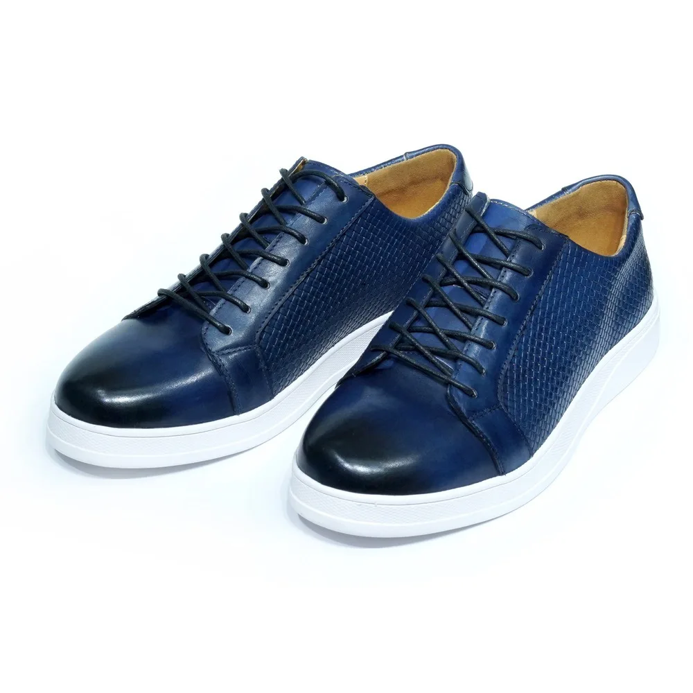 

Men's European Style Genuine Leather Casual Shoes Black Blue Brown Lace-Up Flat Sneakers Designer Boat Shoes for Big Sizes