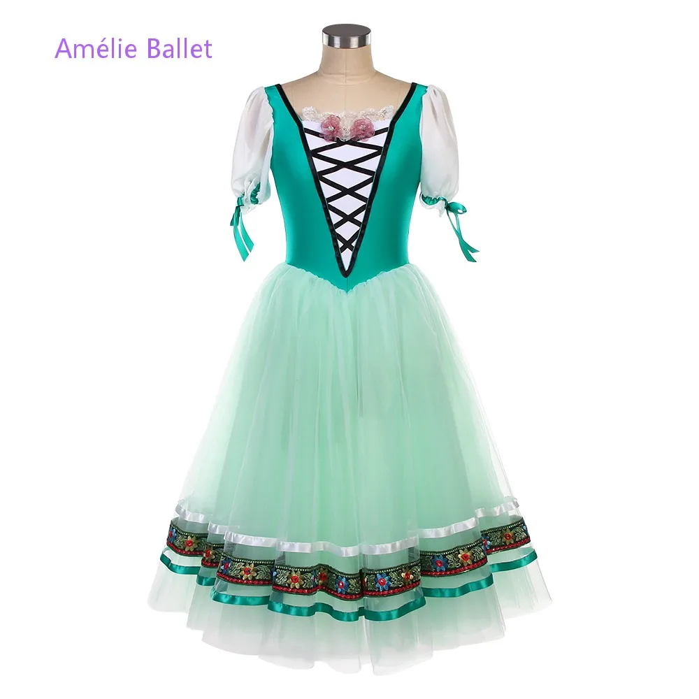 

23162 Short Sleeves Green/Yellow/Brown Spandex Length Romantic Ballet Tutu Girls & Women Stage Performance Dancewears