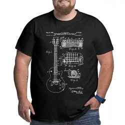 Patent Acoustic Electric Guitar Music T Shirt Men Humorous T-Shirts O Neck Big Tall Tees Short Sleeve Top Plus Size 4XL 5XL 6XL