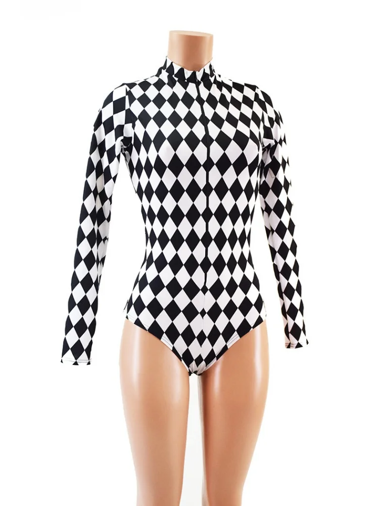 Sexy Ausgeschnittener Joker-Clown-Bodysuit im Gittermuster, Zirkus-Stil Bademode für Frauen, Strand-Club-Party-Surf-Beachwear-Kleidung Neu 2026 – Detail 3