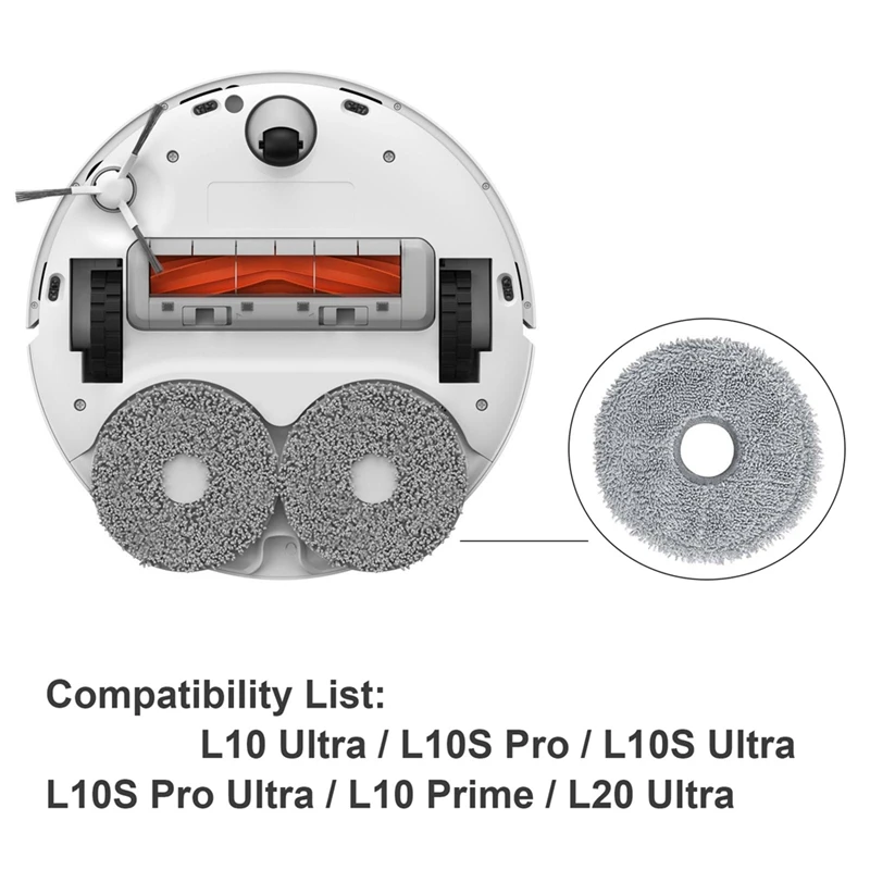 Replacement Mop Pads Compatible For Dreame L10 Ultra / L10S Pro Ultra / L10S Pro Ultra / L20 Ultra Robot Vacuum Cleaner