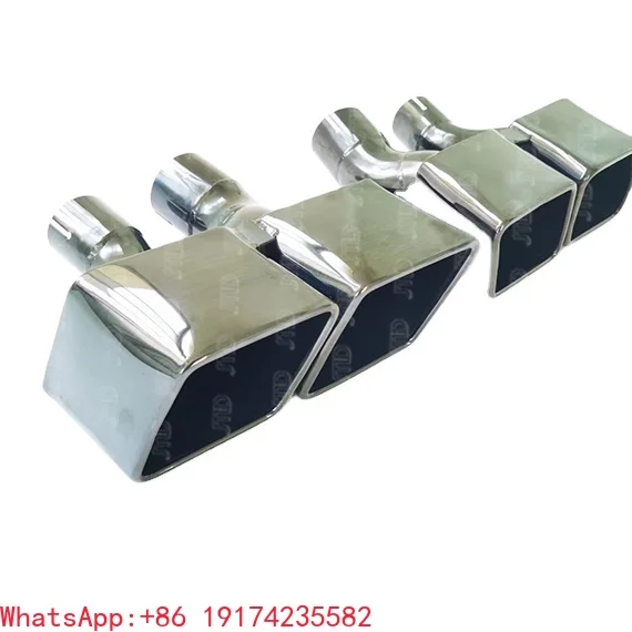 

Performance Square Car Exhaust.Cylinder Gloss Silver Stainless Mu-ffler Tip Modified Silencer Pipe Tail Dual