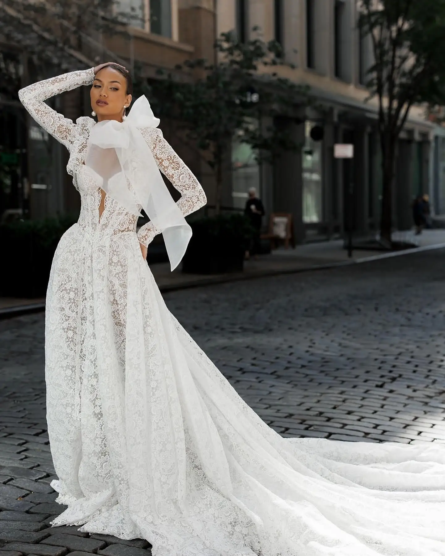 Long Sleeve Wedding Dress Lace A line Vestidos De Novia Desmontable Dos Piezas Bespoke Vestido Branco Feminino Casamento Civil