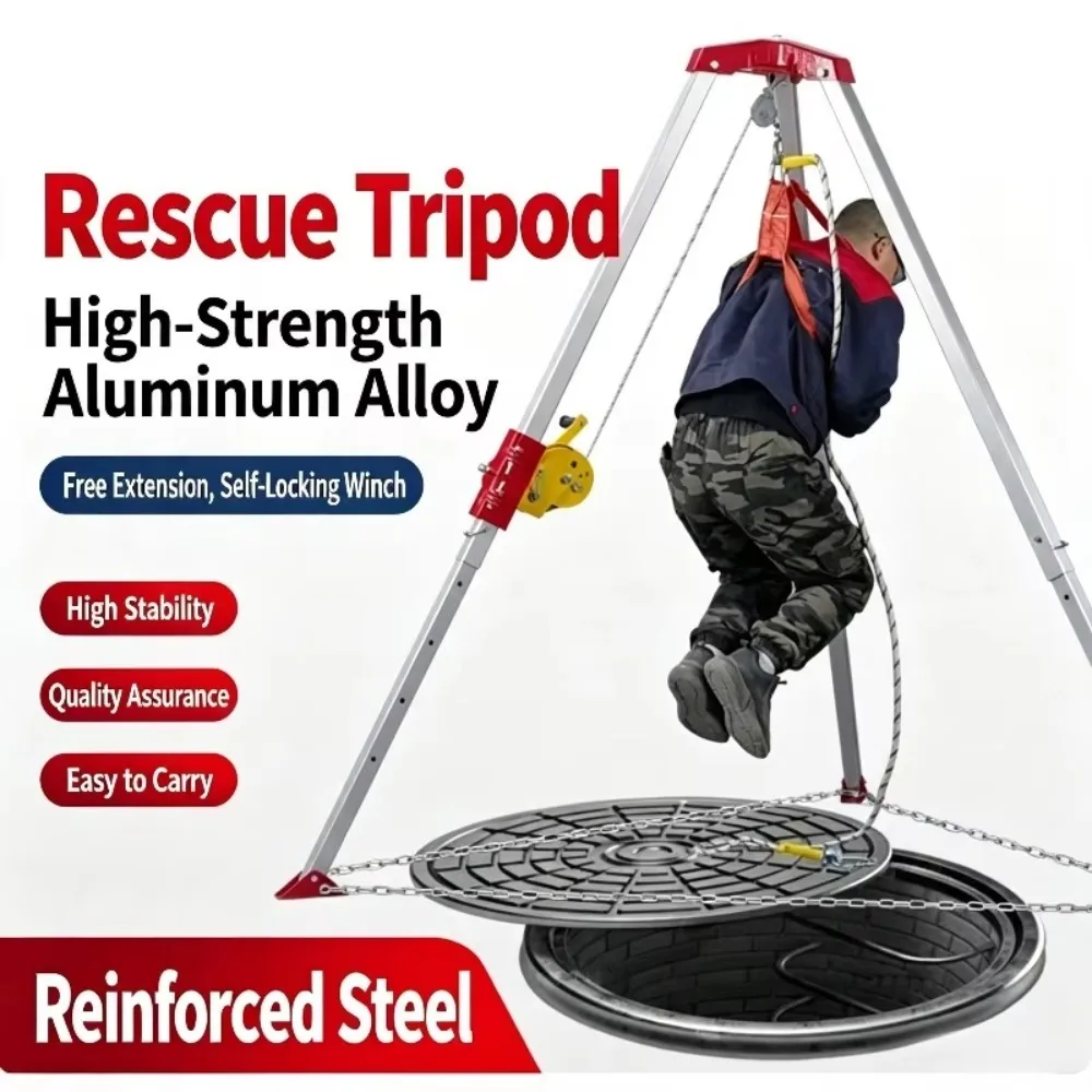 Retractable Aluminum Tripod Well Cave Exploration Lifting Support Bracket for Underground Operation