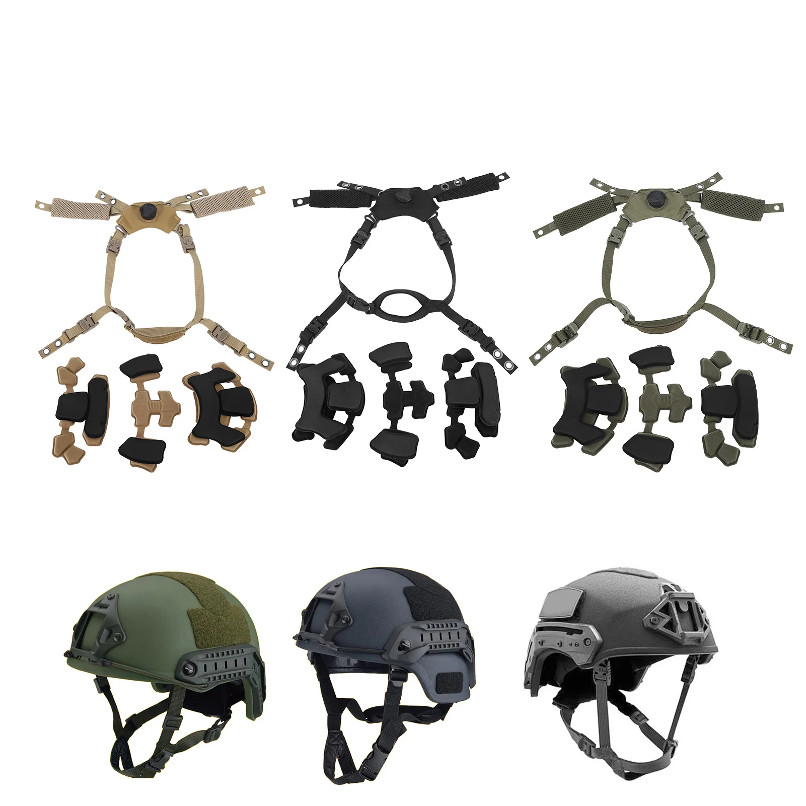 

Helmet Pad Kit Helmet Chin Strap Helmet Suspension System Chin Strap Helmet Padding Kit for Fast for MICH for Wendy Helmet