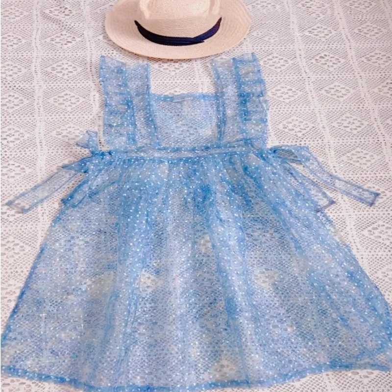 

Эротическое нижнее белье для косплея, платье без рукавов, мягкое удобное платье, прозрачное синее трехмерное жаккардовое платье