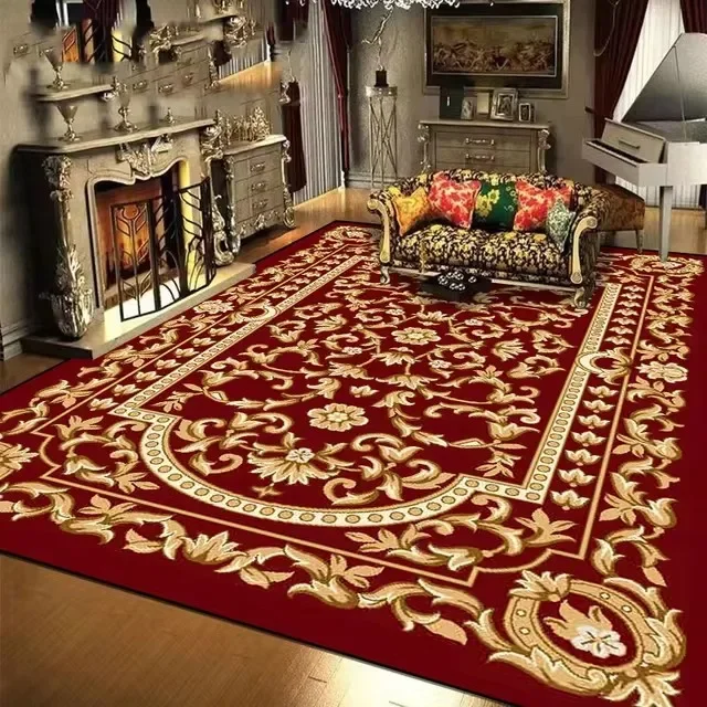 

European Style Red Carpets for Living Room Large Size Washable Lounge Luxury Rugs Entrance Door Mat Anti Slip Bedroom Decor Mats