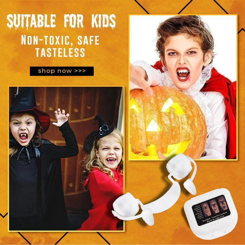 Halloween Party Prank False Teeth Toys Retractable Vampire Teeth Costume Cosplay Fake Teeth Trick Props Halloween Party Supplies