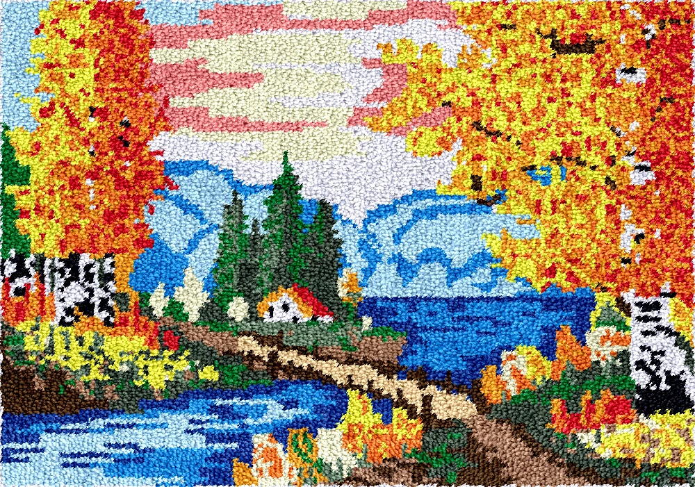 

Наборы крючков с защелкой «сделай сам», коврики для взрослых, начинающих детей с печатной сеткой, пластиковый холст, ковер с вышивкой, декор, пейзаж, knooppakket