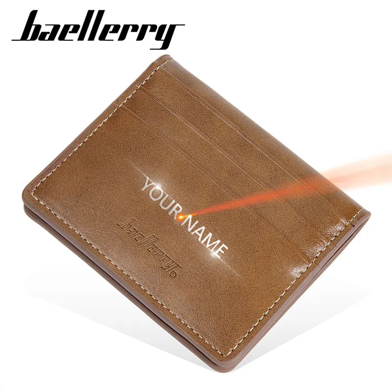 

High Quality Mini Short Men Card Wallets Name Customized Card Holder Vintage Male Purses Slim Credit Card Clips Men's Wallet