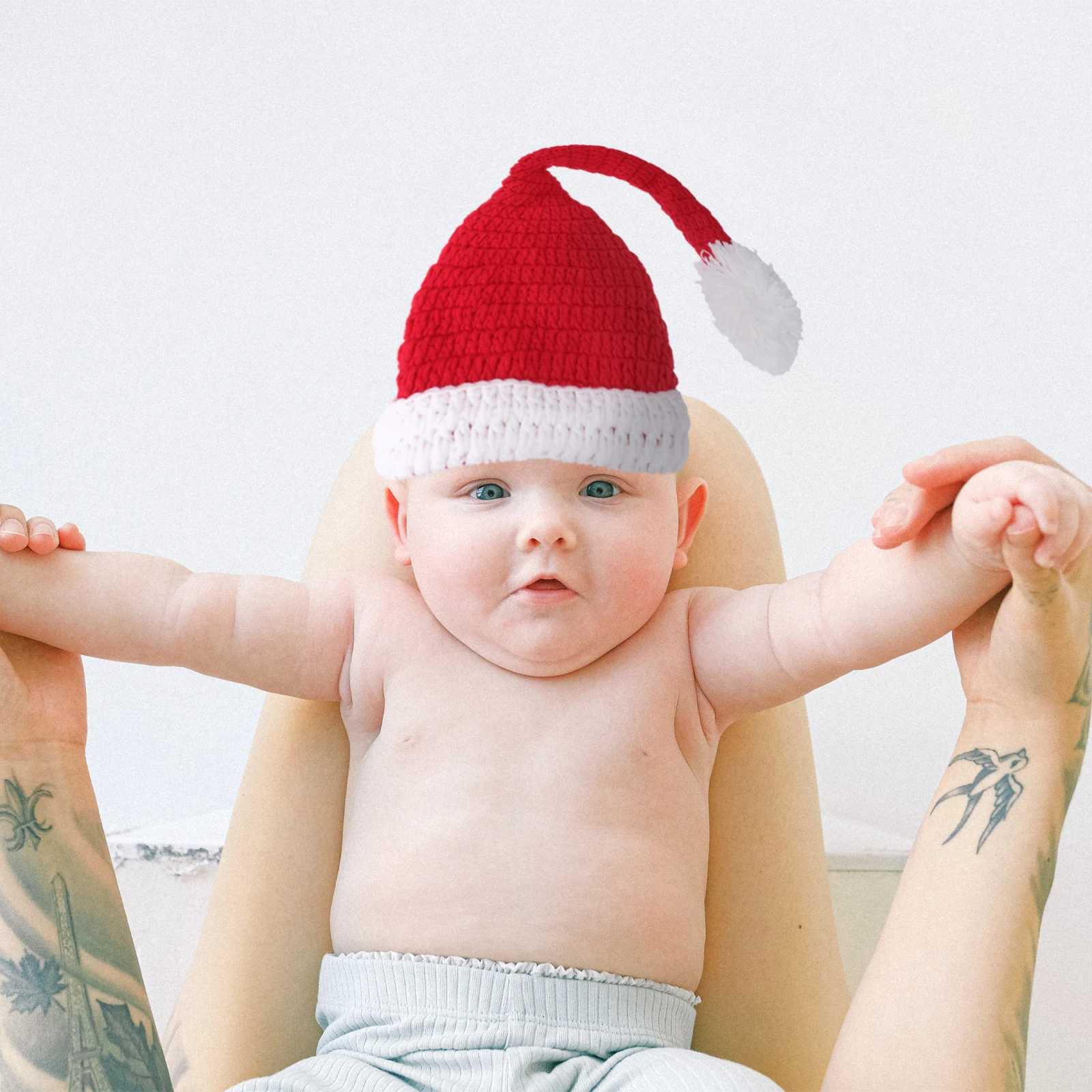 

Christmas Santa Style Baby Handmade Crochet Beanie Eco-Friendly Cotton Newborn 0-1 Months Unisex Infant Comfortable Elastic