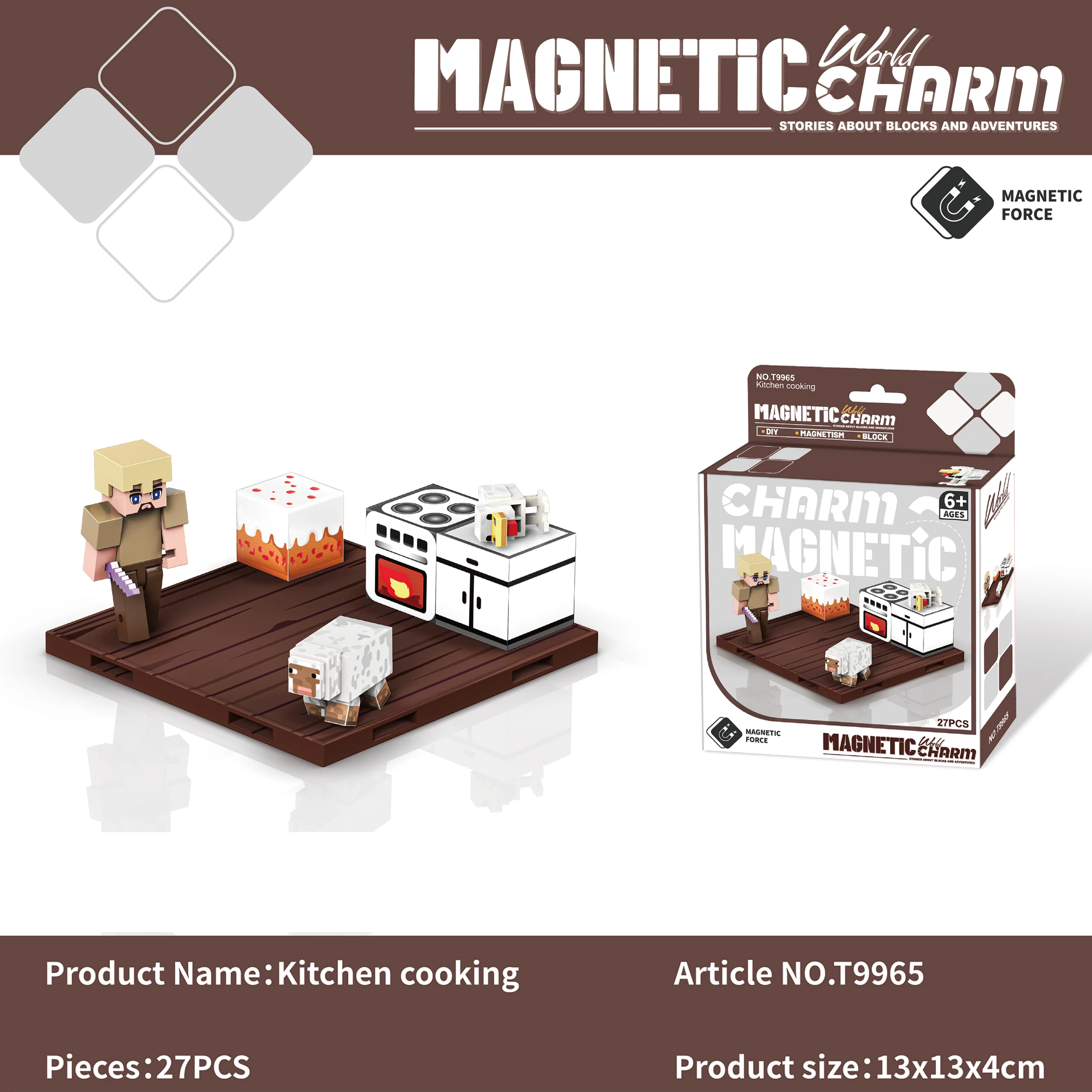 Set di costruzioni magnetiche Giocattolo educativo di blocchi di costruzione fai-da-te con base magnetica Gioco di costruzione di dimensioni da tavolo Regalo di Natale