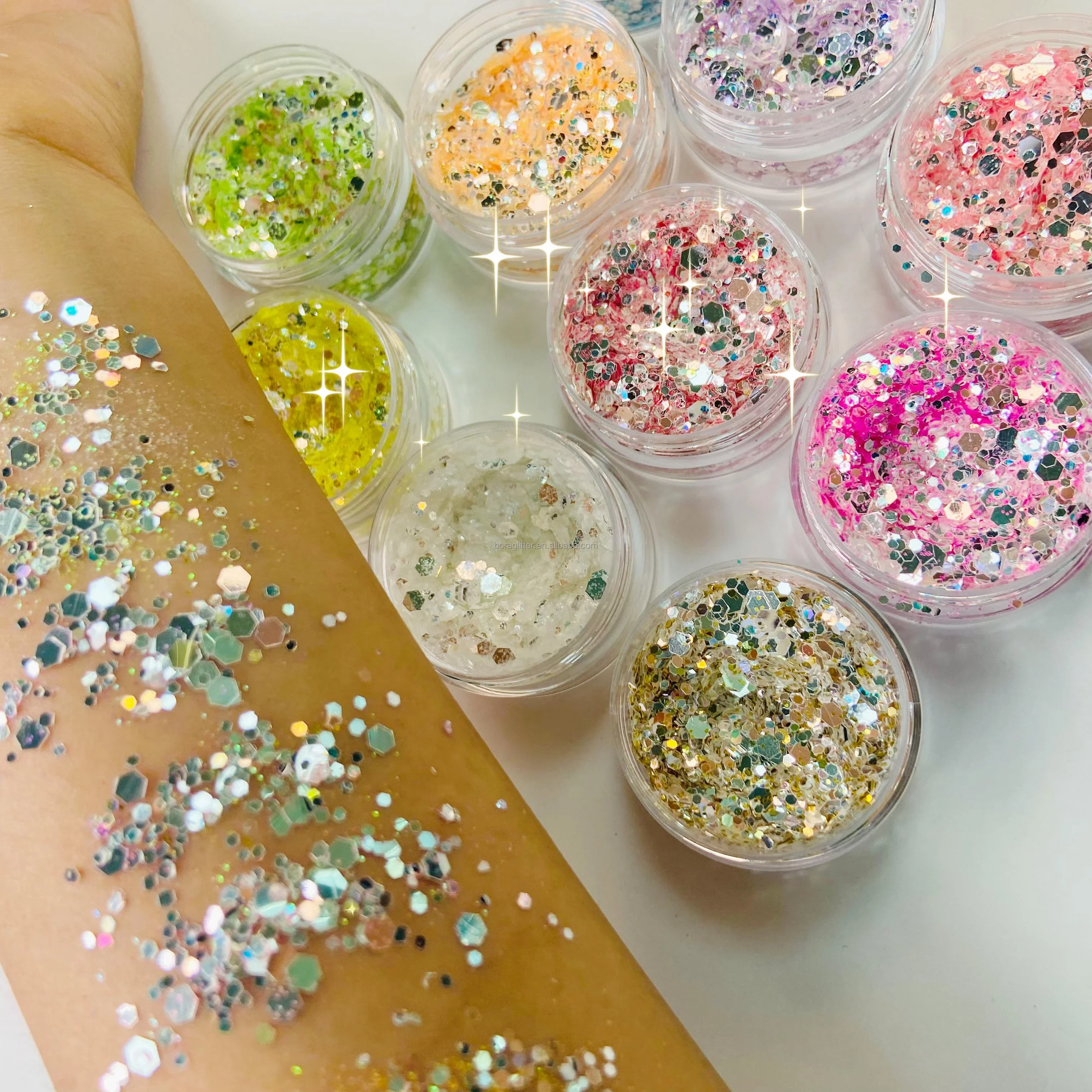 Wholesale Colourful Chunky Glitter 2024 Hot Sale Glitter Biodegradable Nail Crafts Manicure