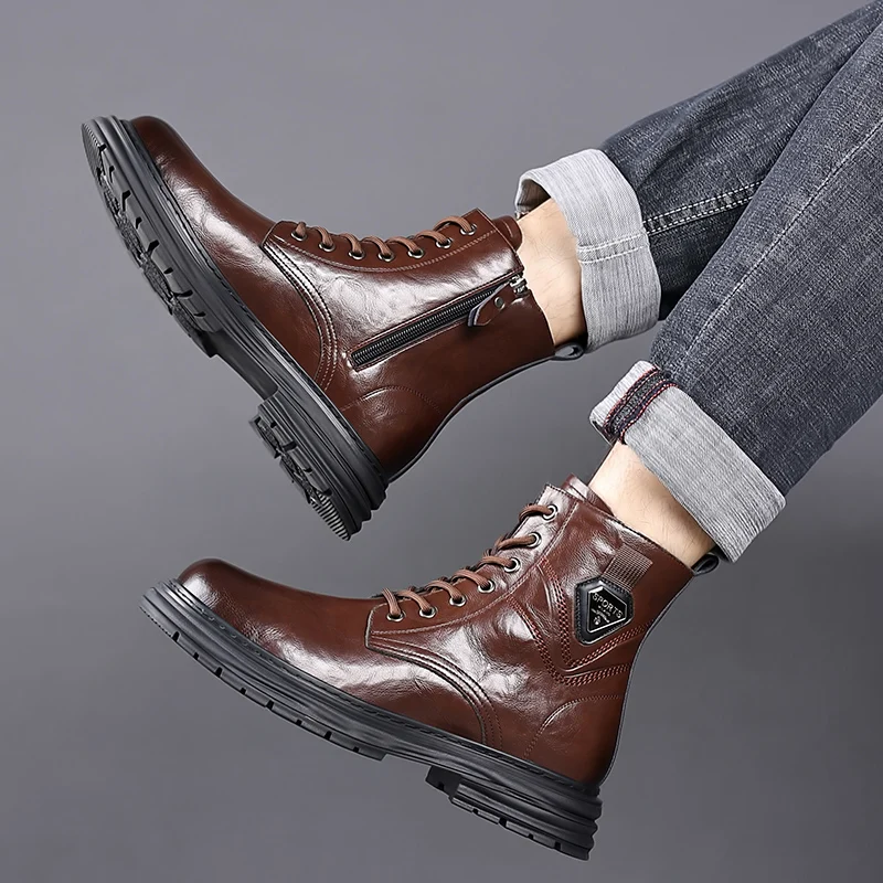 

Осенние и зимние мужские ботинки. Модные и ретро-стили. Досуг. Бизнес. Повседневная офисная работа. Высококачественная уличная кожаная обувь.