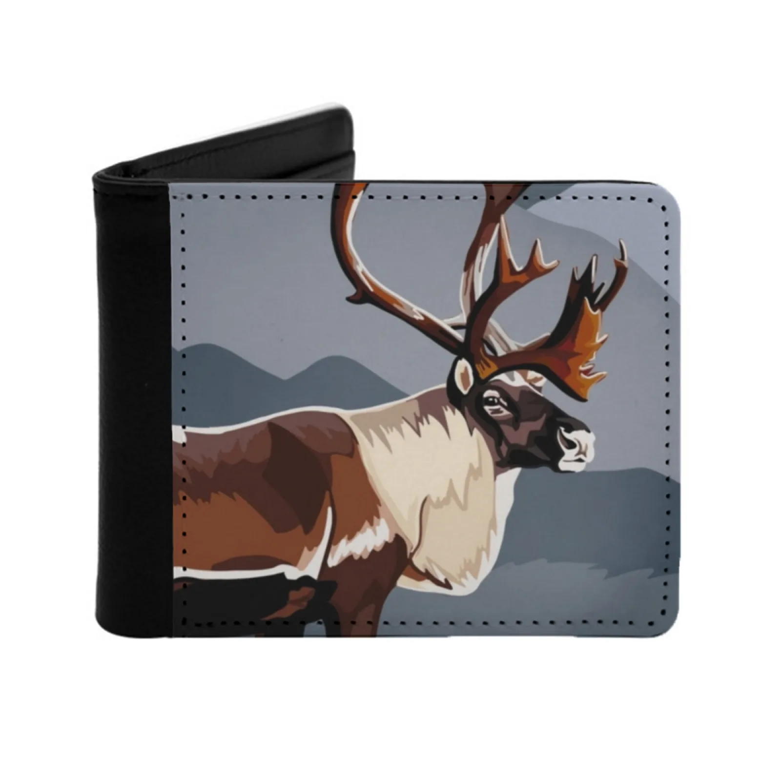 

Персонализированный кошелек Caribou для мужчин и женщин, короткий карманный кошелек из искусственной кожи Caribou, дикая природа, животные, Канада