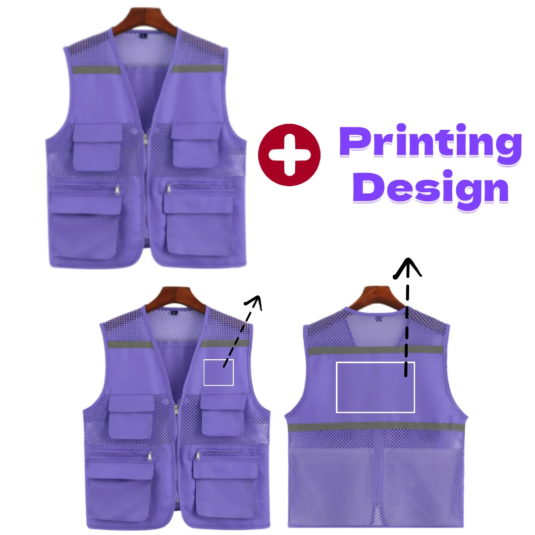 2026 New Photographer Vest with Multi Pockets Night Warning Fishing Vest for Man 6XL Engineer Work Wear Vest Printed Logo