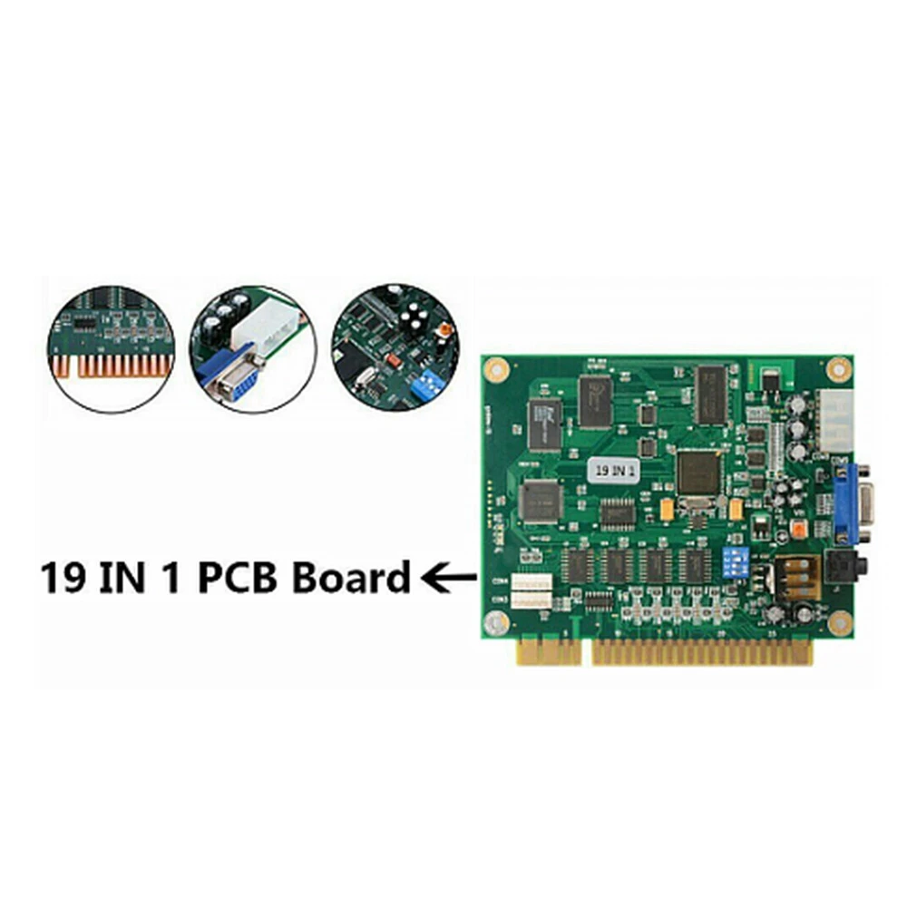 잠마 아케이드용 멀티케이드 PCB 보드, 아케이드 클래식 게임 보드, VGA 출력, 수평 내구성, 19 in 1