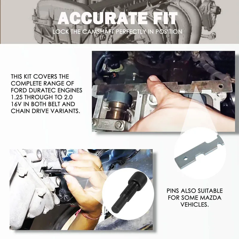 YMT Cam Timing Alignment Tools Kit Fits for Ford Fiesta Focus Mazda Volvo/Duratec Engines (5 Pcs/Set)