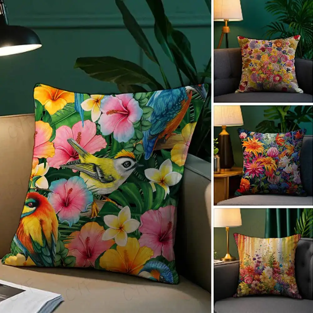 

Anime Stunning Colorful Floral Pillow Case Custom Printed Brushed Fleece Pillow, Baby Skin-Touch, Eco-Friendly Dye-Sublimation C