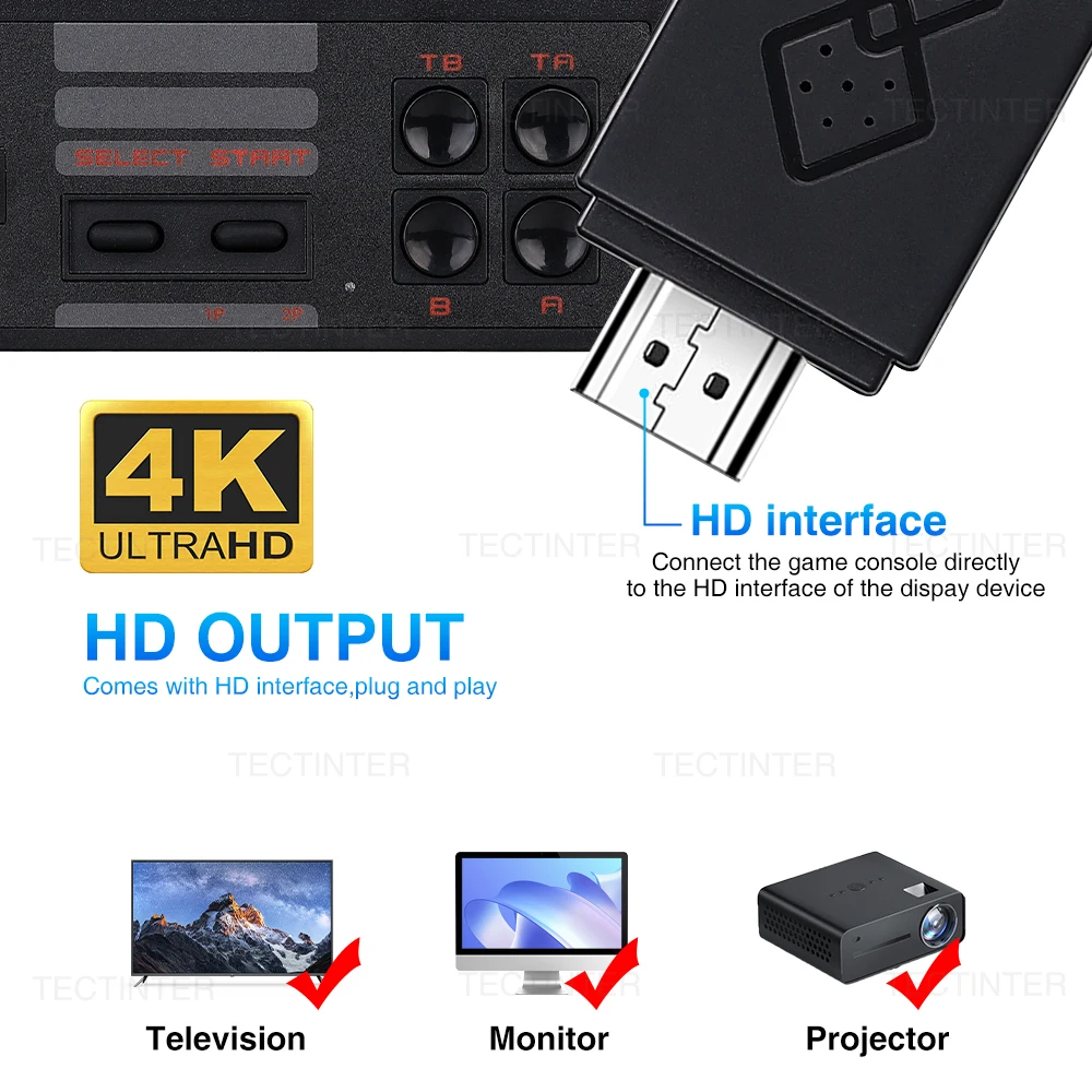 Video Game Console HDMI-Compatible Mini TV Game Stick Built in 1800 Classic 8 Bit Games Retro Handheld Game Player Dual Gamepad