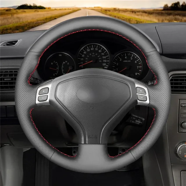 Hand Sewing Steering Wheel Cover for Subaru Forester Outback Forester Legacy 2005-2008 Car Accessories Interior Wheel Cover