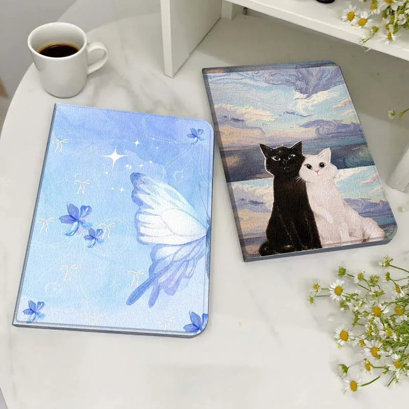 

Cartoon Black White Cats Gift Tablet Case For Samsung Galaxy Tab S7 S8 S9 S10 FE Lite