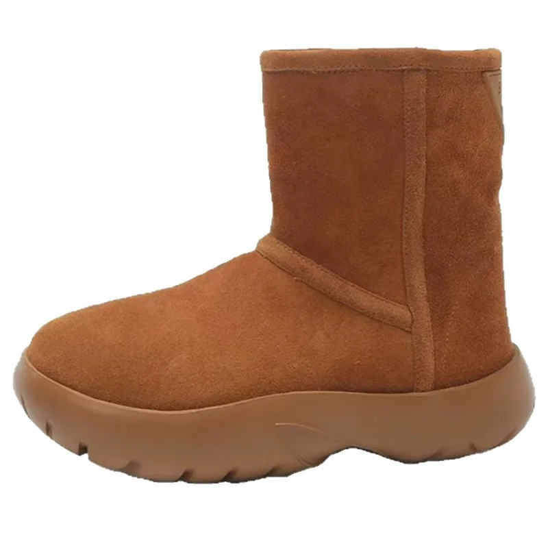 أحذية الثلوج المصنوعة من الصوف الحقيقي المريح المصنوع من الجلد الطبيعي للنساء أحذية شتوية مبطنة بالصوف السميك والنعل السميك #5