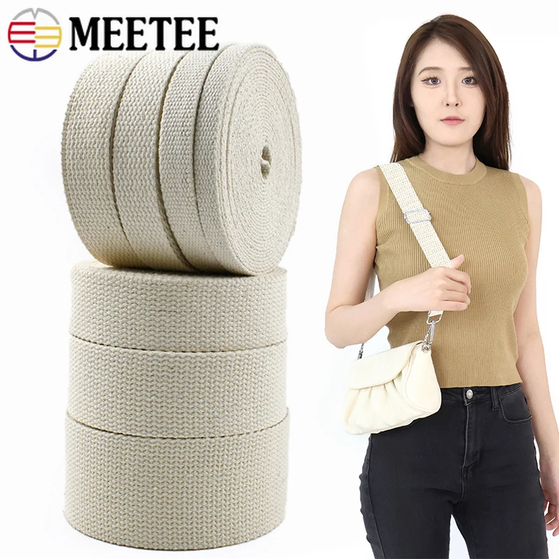 

4Meters 20/25/30/38/50mm Beige Webbings Tape For Bag Backpack Cotton Ribbon Belt Luggage Strap DIY Clothes Sewing Accessories