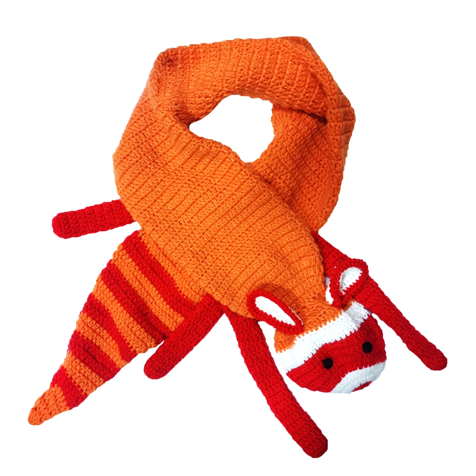 Cute Fox Scarf Animal Style Crochet Handmade Knitted Winter Warm Wraps