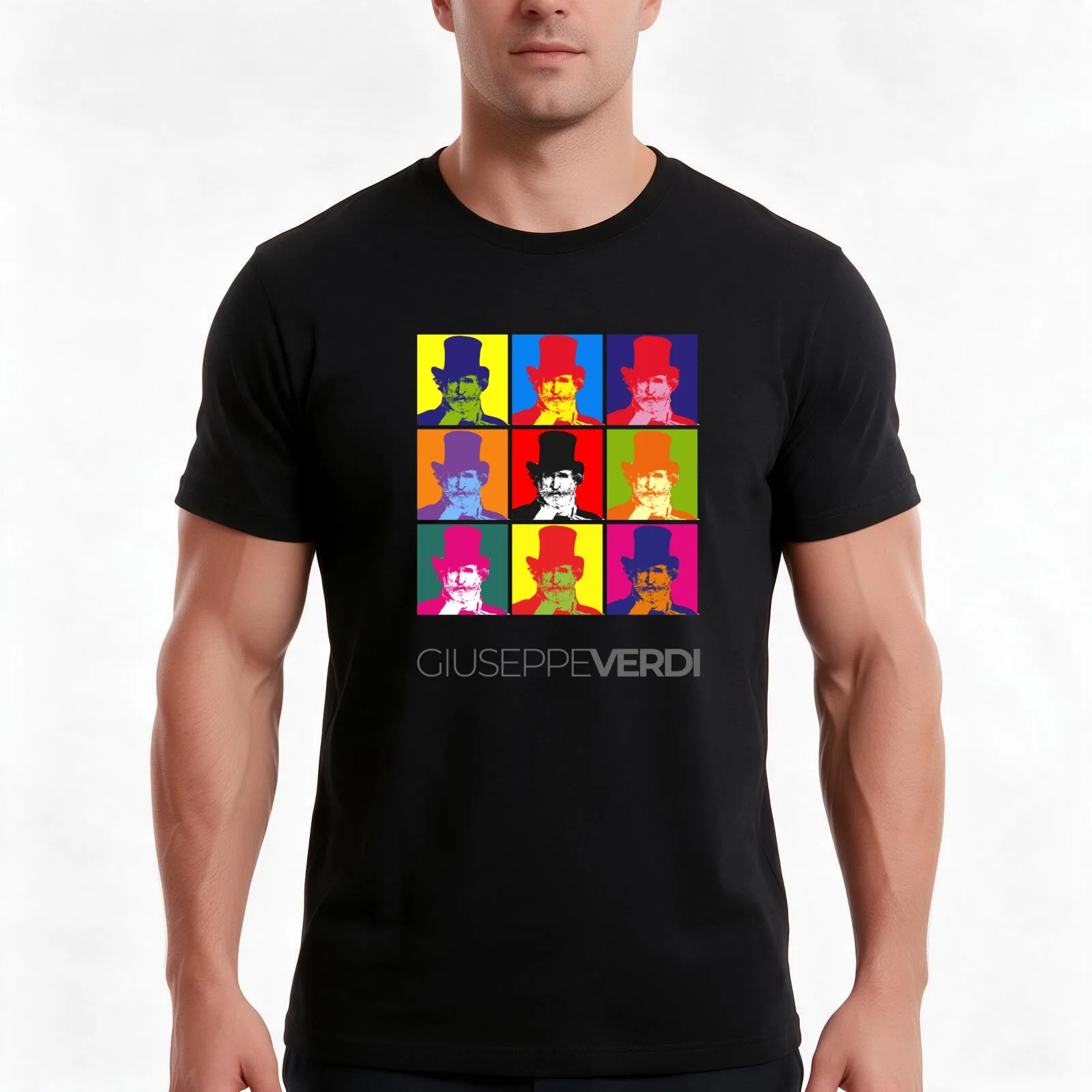 Giuseppe Verdi pop-art portrait poster T-Shirt Summer Casual Cotton Tee Oversized Streetwear Tops Vintage Graphic Print