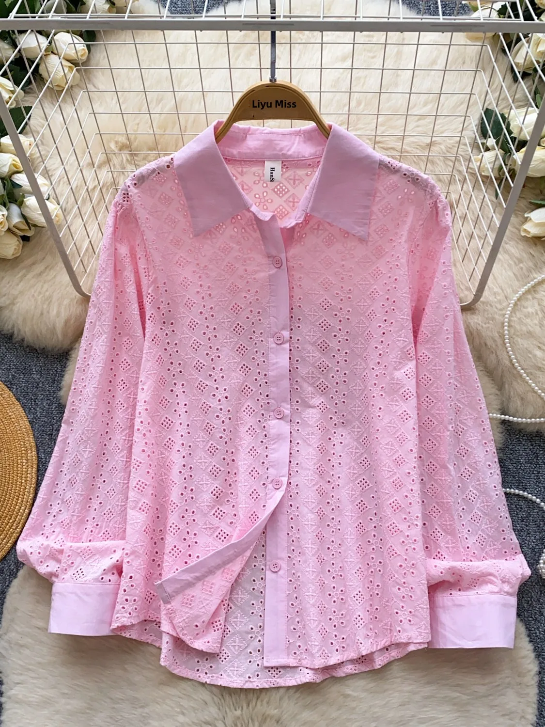 

Korean Sle Commuter Long Sve Embroidered Loose Women's irt Breathable Skin-friendly Spring New Casual Cardigan Sun Pro...