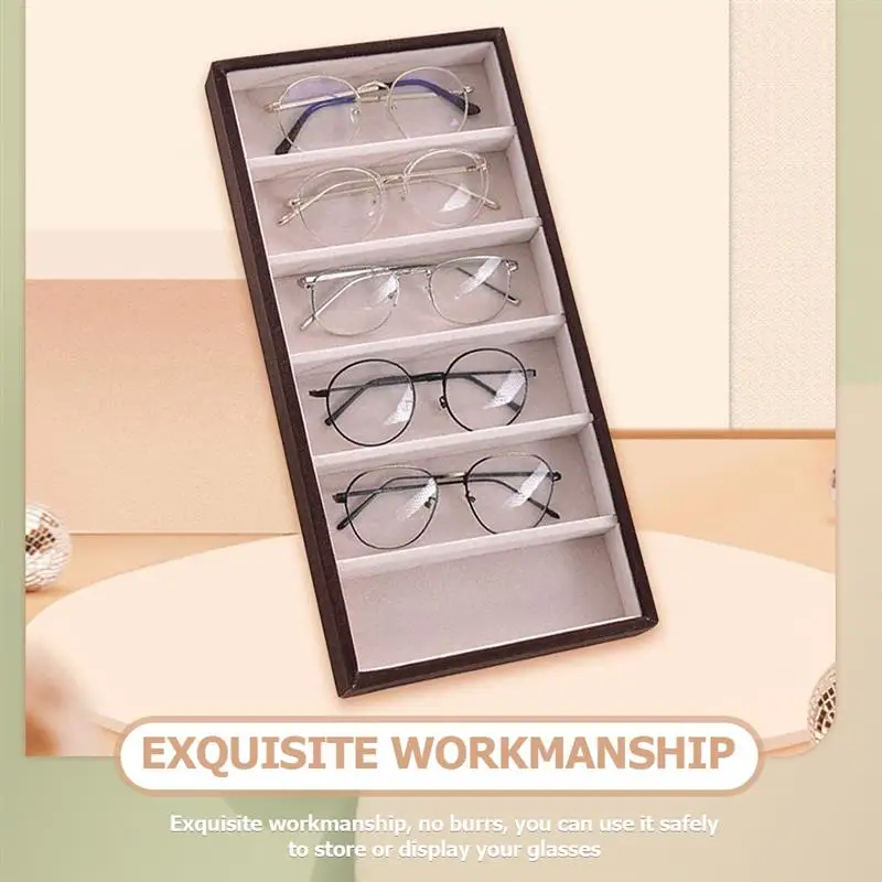 1pc Glasses Display Box Countertop Display Glasses Storage Box Sunglasses Case Eyeglass Holder 6 Slots Eyewear Shop Showcase