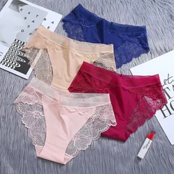 Lace Women's Panties Sets Ice Silk Seamless Underwear Female Transparent  Briefs Mid-Rise Lady Panty Lingerie for Women Corset