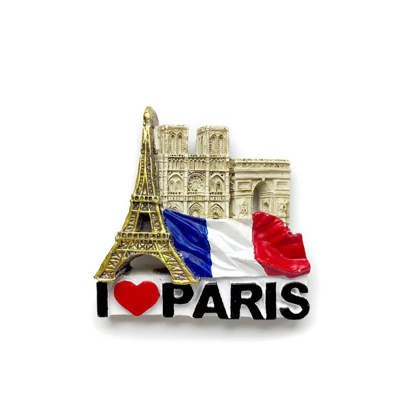 

France Landmark 3D Resin Fridge Magnet Set - Eiffel Tower Notre Dame & French Flag Home Decor & Petit Cadeau