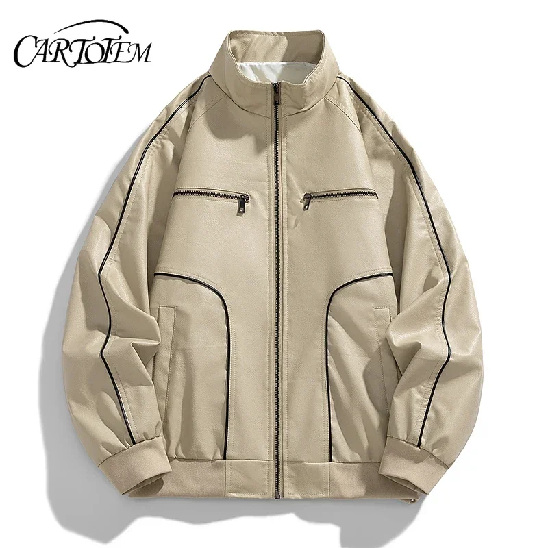 

Faux Leather Coats Man Motocycle Jackets Stand Colar Men Leather Jacket Fashion Casual Pu Fall Winter Outwear Men's Clothing Top