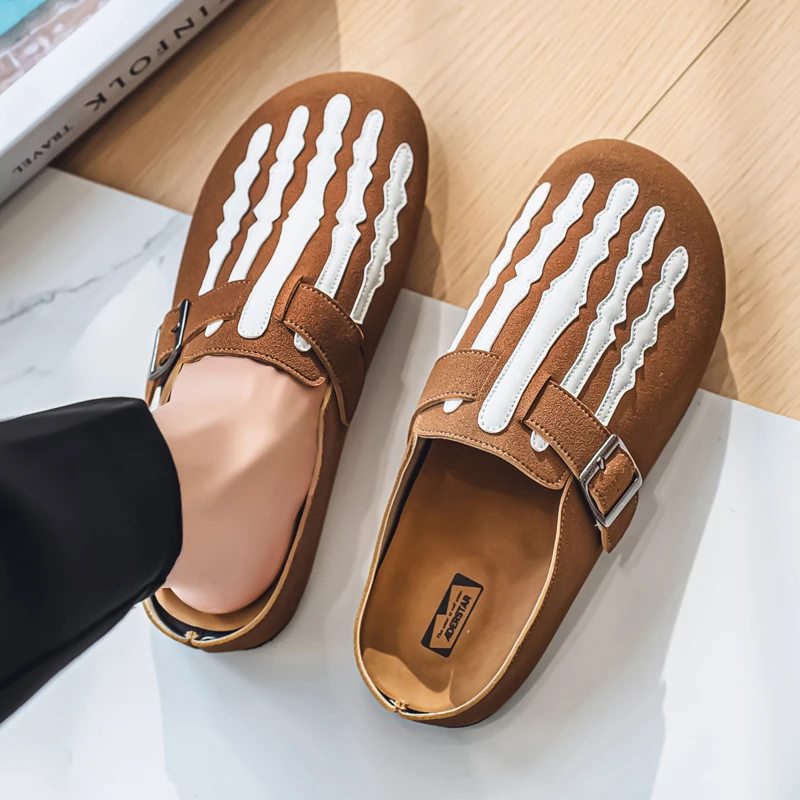 

2025 spring and summer men's casual slippers thin upper breathable comfortable trendy fashion non-slip light