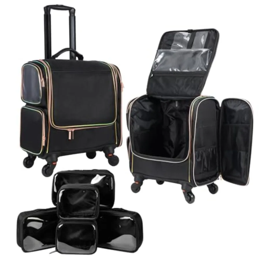 

Профессиональный кейс для макияжа Stagiant Rolling Makeup Train Case, дорожный органайзер для косметики, сумка для хранения косметики для визажистов.