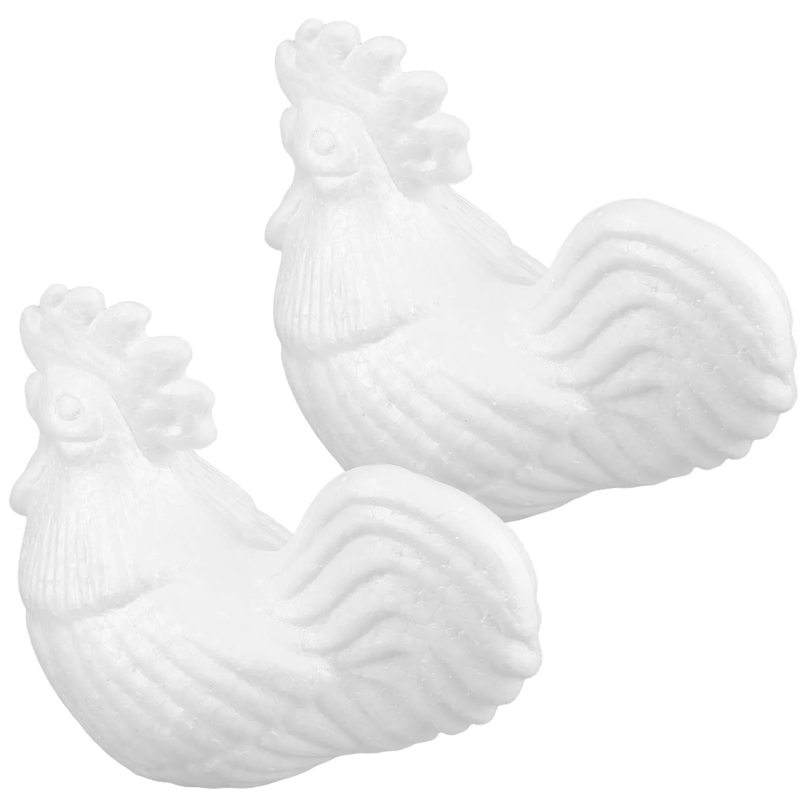 2Pcs Foam Rooster Ornaments for DIY Craft Painting – Safe Blank Chicken Sculpture for Graffiti Art