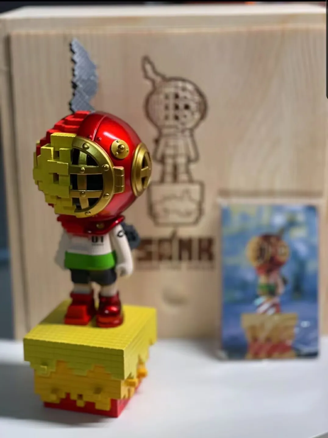 Sank Toys Sank The Child Little Sank Pixel Series Atom Resin Painted Collection Figurine Figure Model Statue