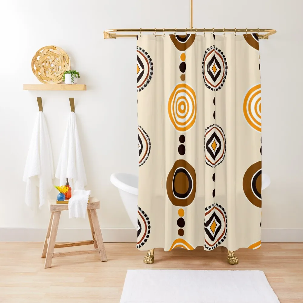 

Midcentury Boho Muted Gold Shower Curtain In The Bathroom Bathroom And Shower Bathroom Accessory For Shower Curtain