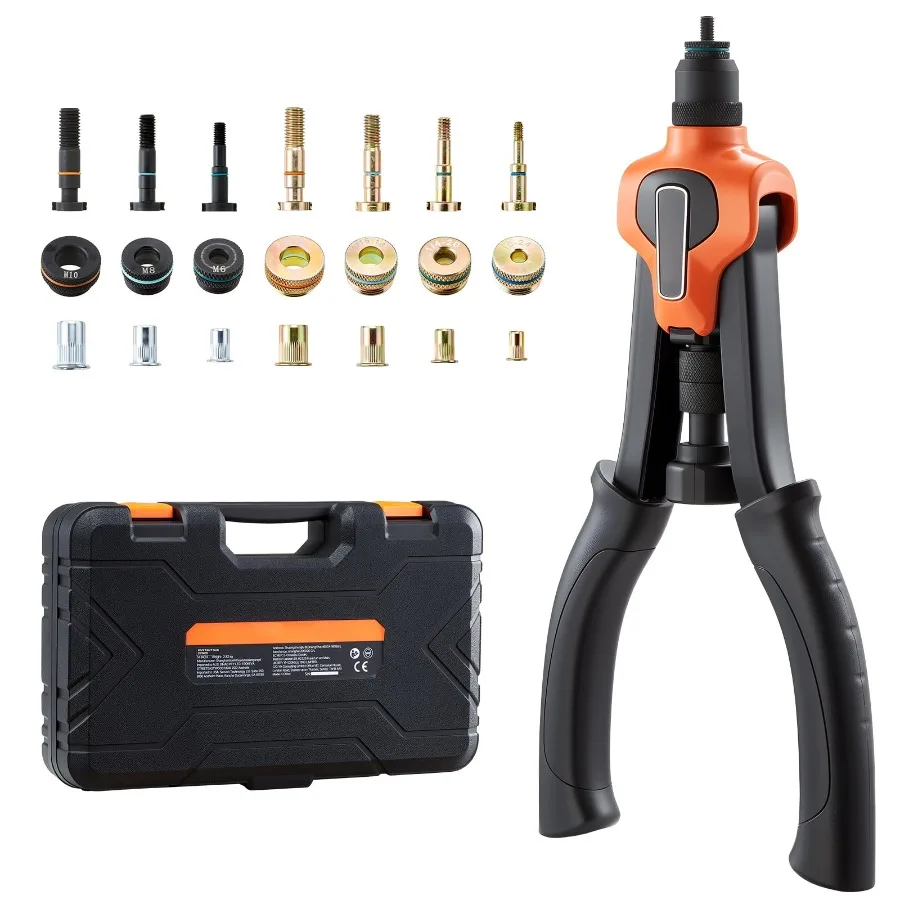 

14-Inch Rivet Nut Tool Kit with Two-Handed Design for Automotive Industrial Use Includes 7 Mandrels 70 Rivet Nuts in M6/M8/M10/