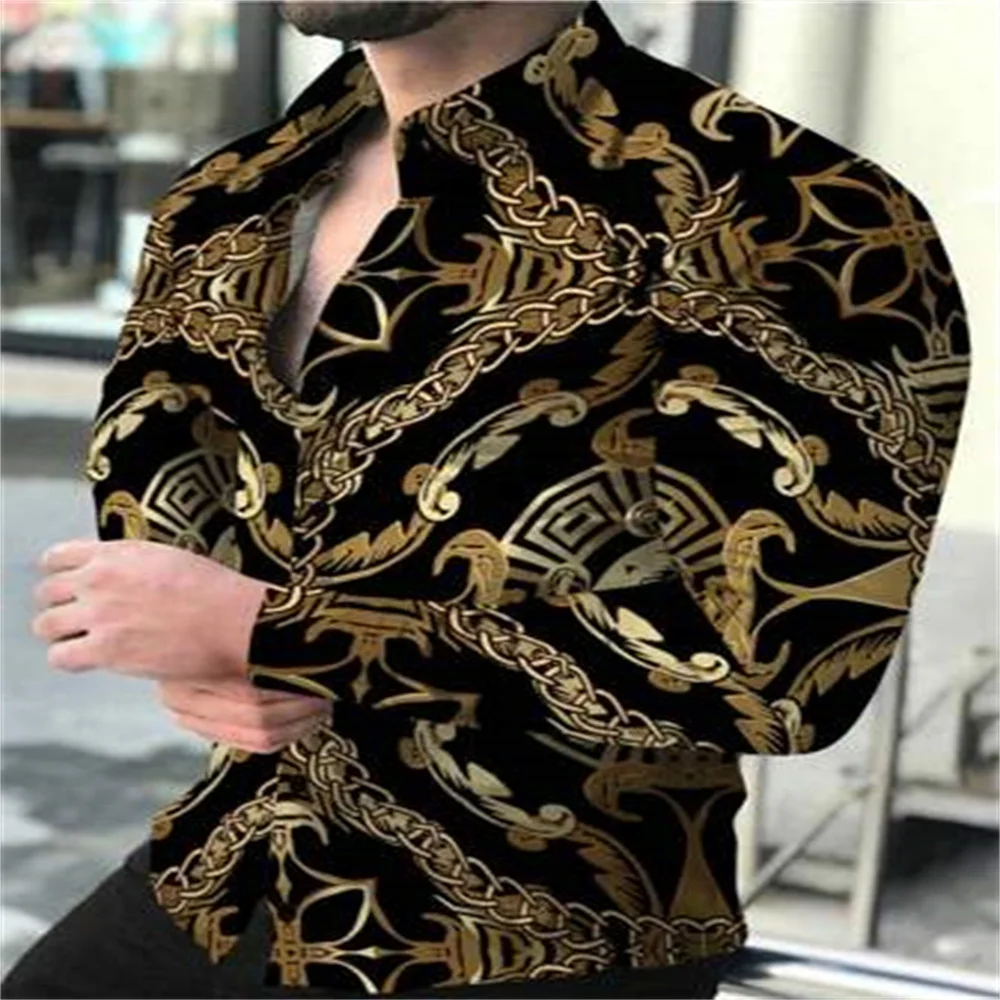 

Men's Multiple Choice Collar Button Shirt Men's Casual Fashion New Long Sleeve 3D Printed Soft and Comfortable Men's Top 6XL