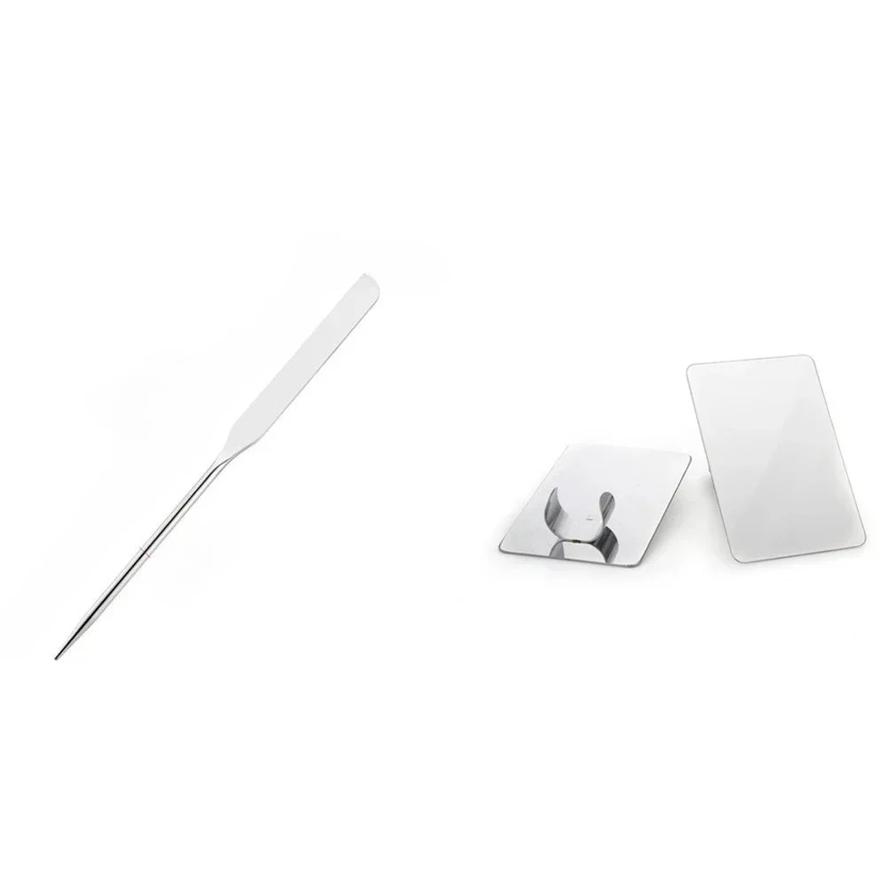 Set 2PC Spatula Toner Makeup Mixing Stick Foundation Cream Mixing Tool Stainless Steel Palette Tray Rod
